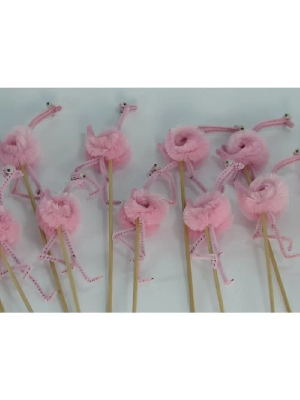 18 Chenille Bird Picks Pink Ostrich Flamingo Pick Appetizer 27765 Vintage